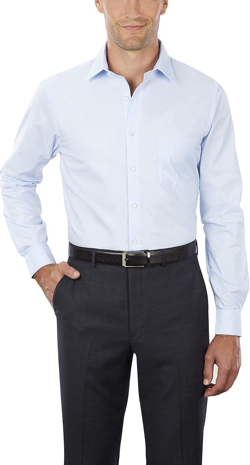 imageVan Heusen Mens Herringbone Regular Fit Solid Spread Collar Dress ShirtBlue Cloud