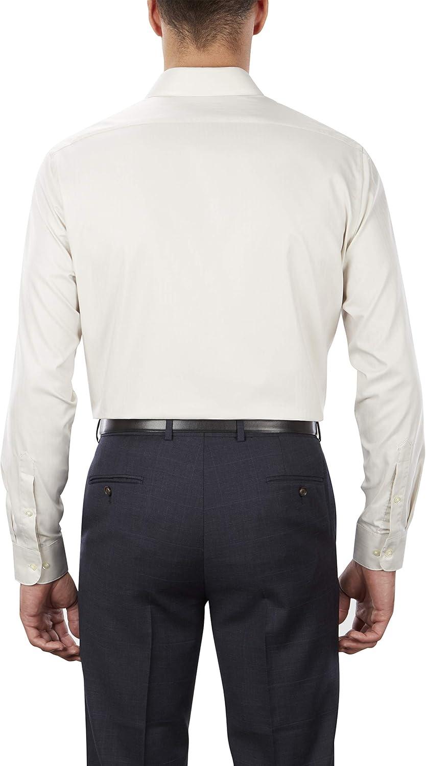 imageVan Heusen Mens Herringbone Regular Fit Solid Spread Collar Dress ShirtKhaki