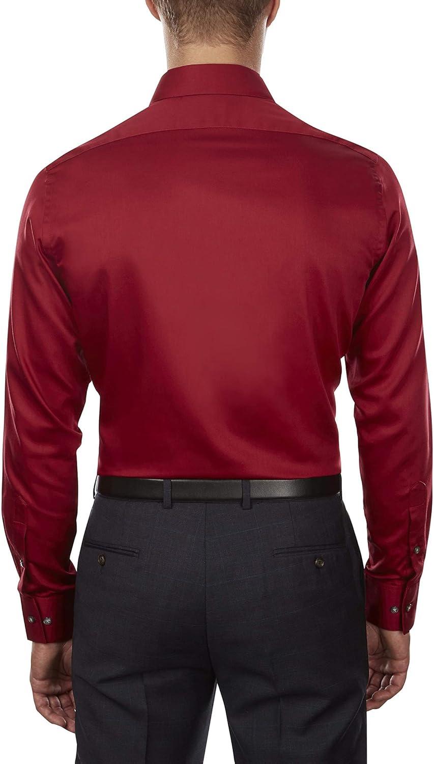 imageVan Heusen Mens Herringbone Regular Fit Solid Spread Collar Dress ShirtRed