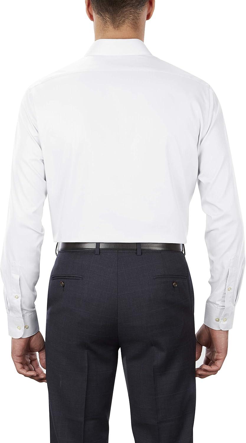 imageVan Heusen Mens Herringbone Regular Fit Solid Spread Collar Dress ShirtWhite