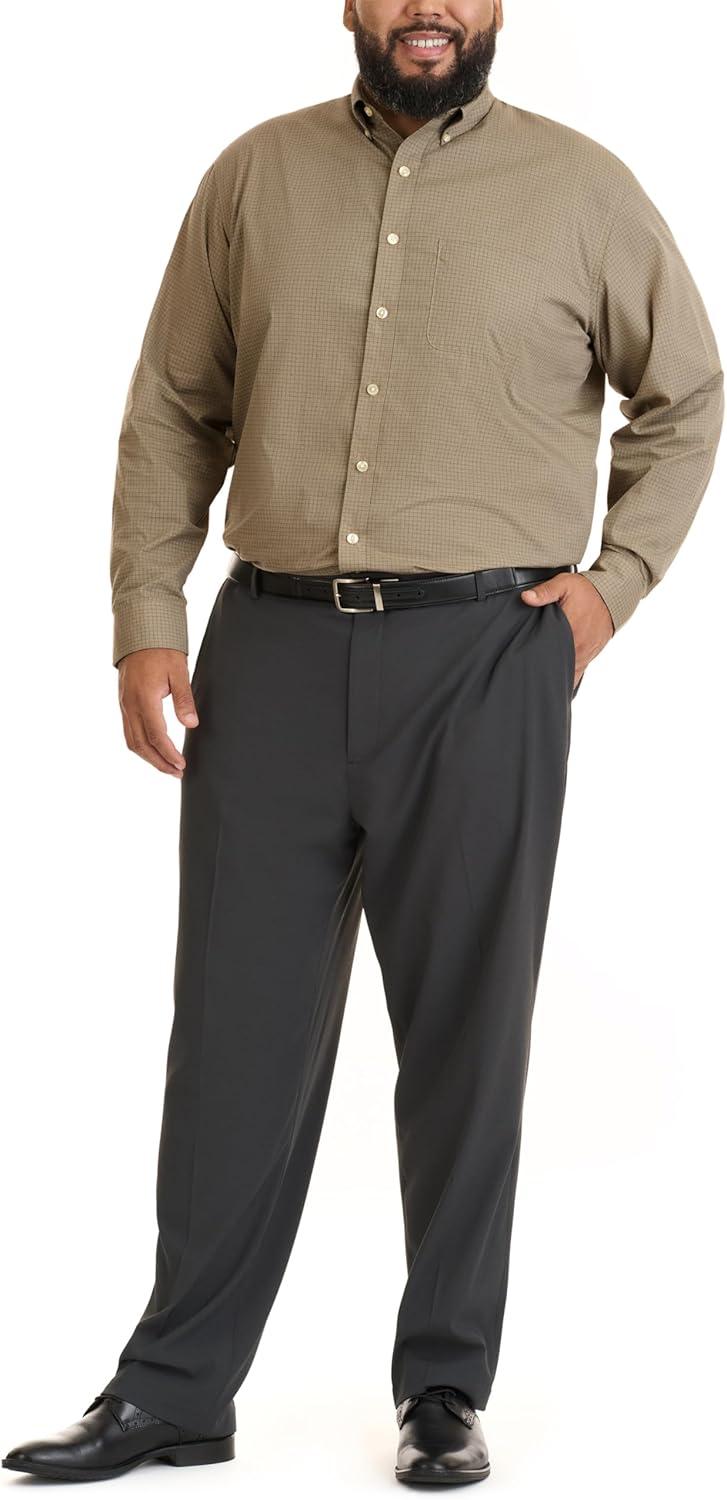 imageVan Heusen Mens Size Big Wrinkle Free Long Sleeve Button Down Shirt Aluminum 2XLarge Tall