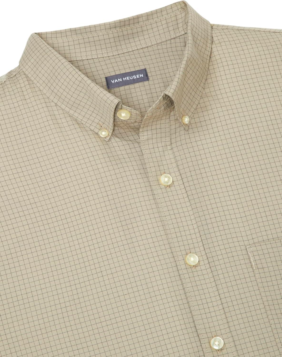 imageVan Heusen Mens Size Big Wrinkle Free Long Sleeve Button Down Shirt Aluminum 2XLarge Tall