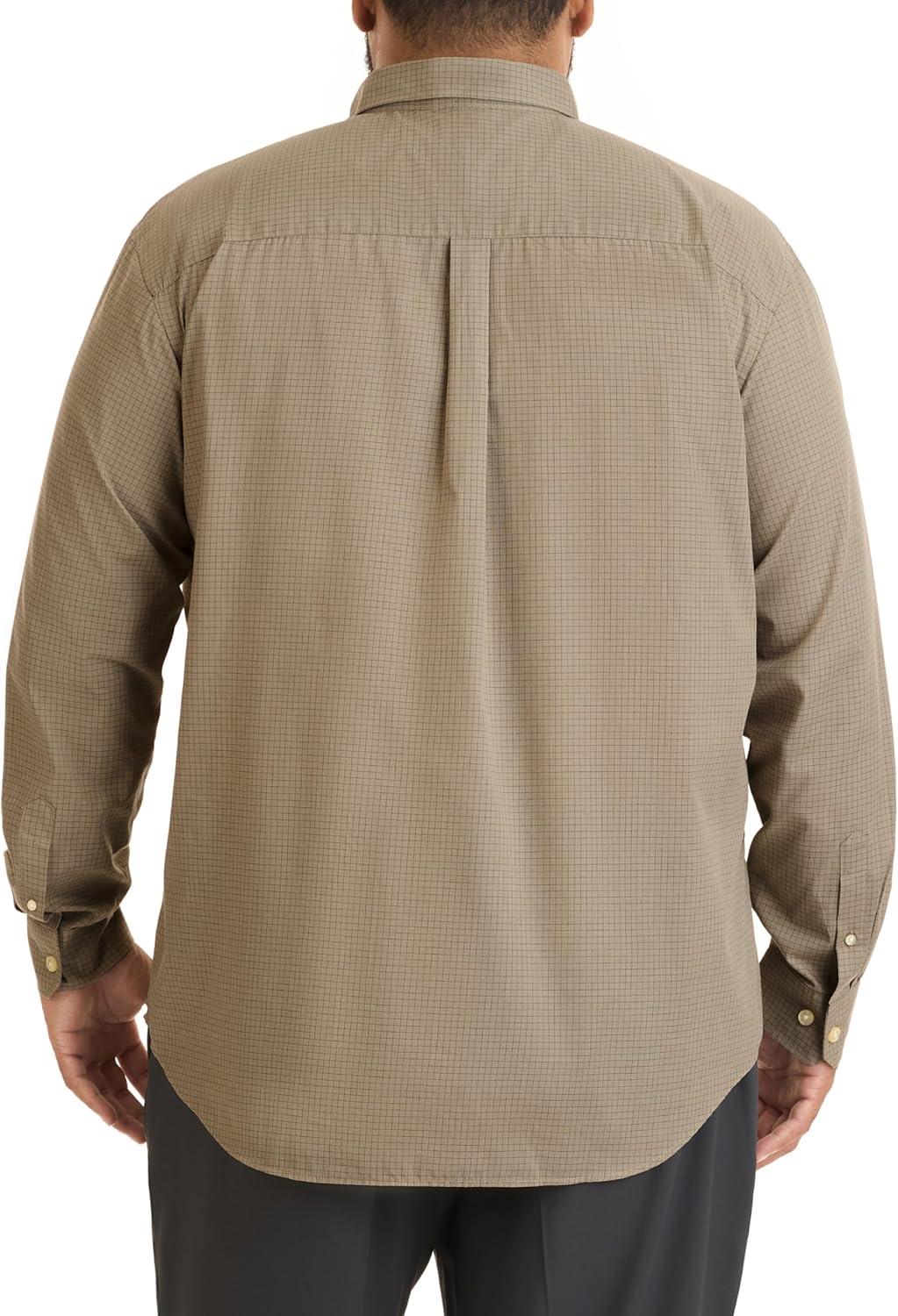 imageVan Heusen Mens Size Big Wrinkle Free Long Sleeve Button Down Shirt Aluminum 2XLarge Tall