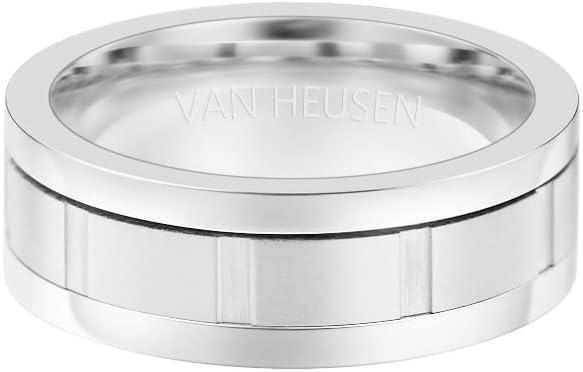 imageVan Heusen Mens Stainless Steel Polished Twist Inlay Wedding Band RingSilver