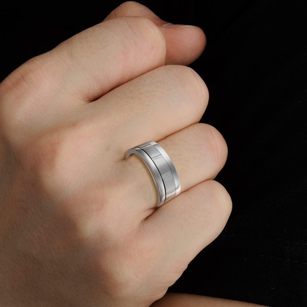 imageVan Heusen Mens Stainless Steel Polished Twist Inlay Wedding Band RingSilver