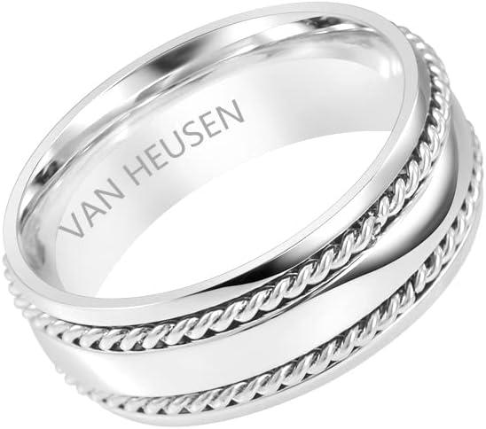 imageVan Heusen Mens Stainless Steel Polished Twist Inlay Wedding Band RingSilver