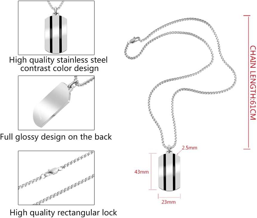 imageVan Heusen Mens Stainless Steel Two Striped Dog Tag Pendant with 24 Box Chain NecklaceSilver