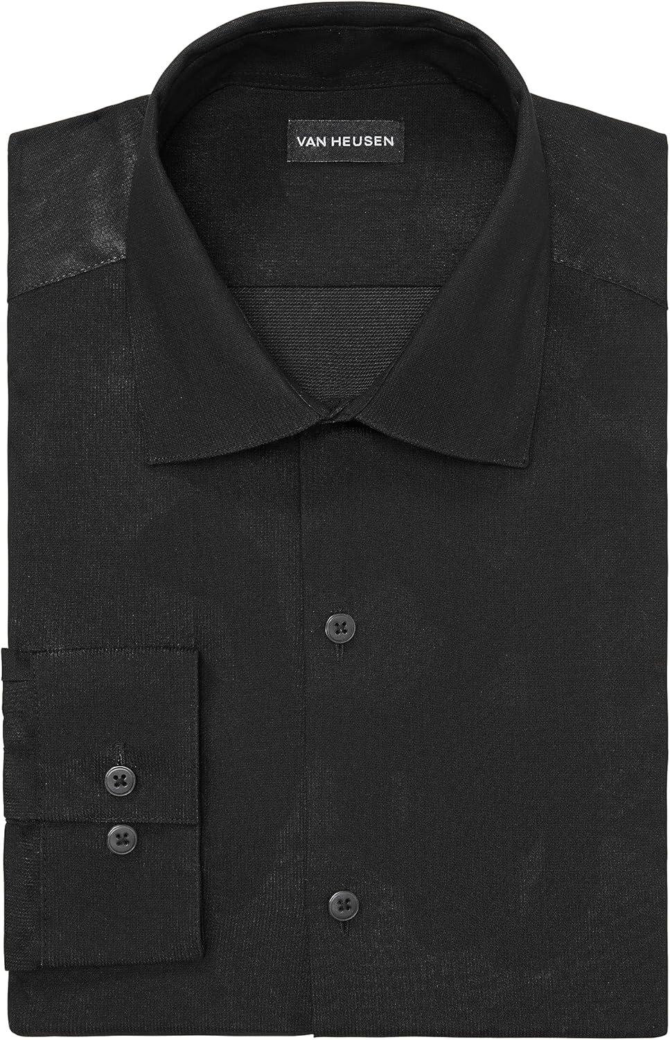 imageVan Heusen Mens TALL FIT Dress Shirt Stain Shield Stretch Big and TallOld Black