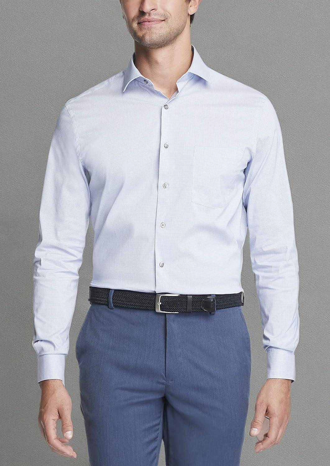 imageVan Heusen Mens TALL FIT Dress Shirt Stain Shield Stretch Big and TallOld Blue Silver