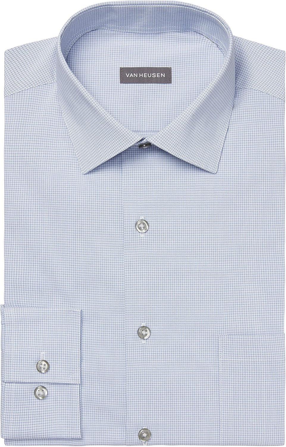 imageVan Heusen Mens TALL FIT Dress Shirt Stain Shield Stretch Big and TallOld Blue Silver