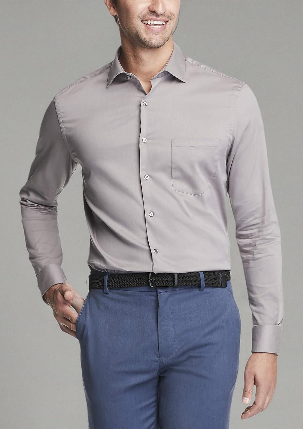 imageVan Heusen Mens TALL FIT Dress Shirt Stain Shield Stretch Big and TallOld Steel