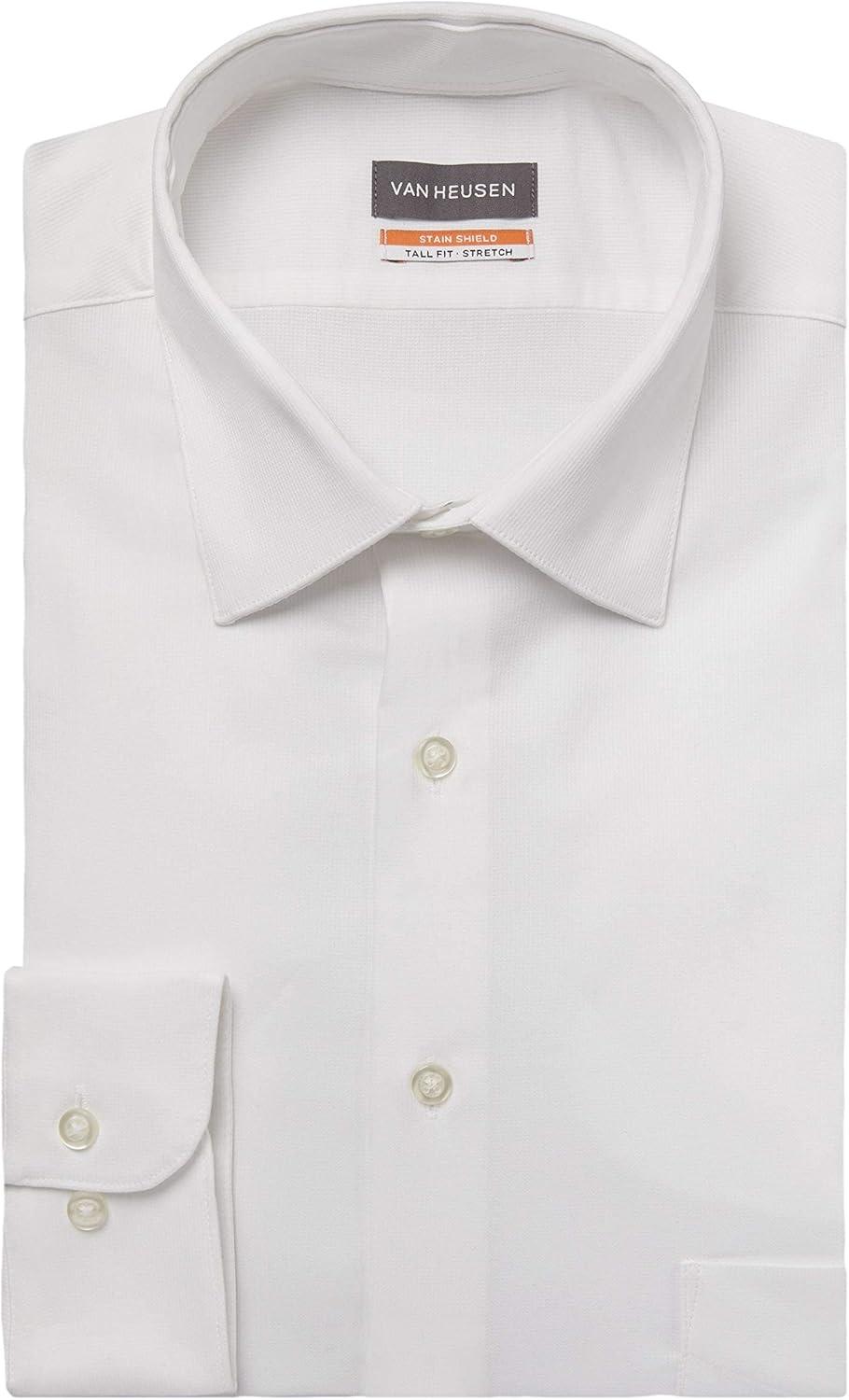 imageVan Heusen Mens TALL FIT Dress Shirt Stain Shield Stretch Big and TallOld White