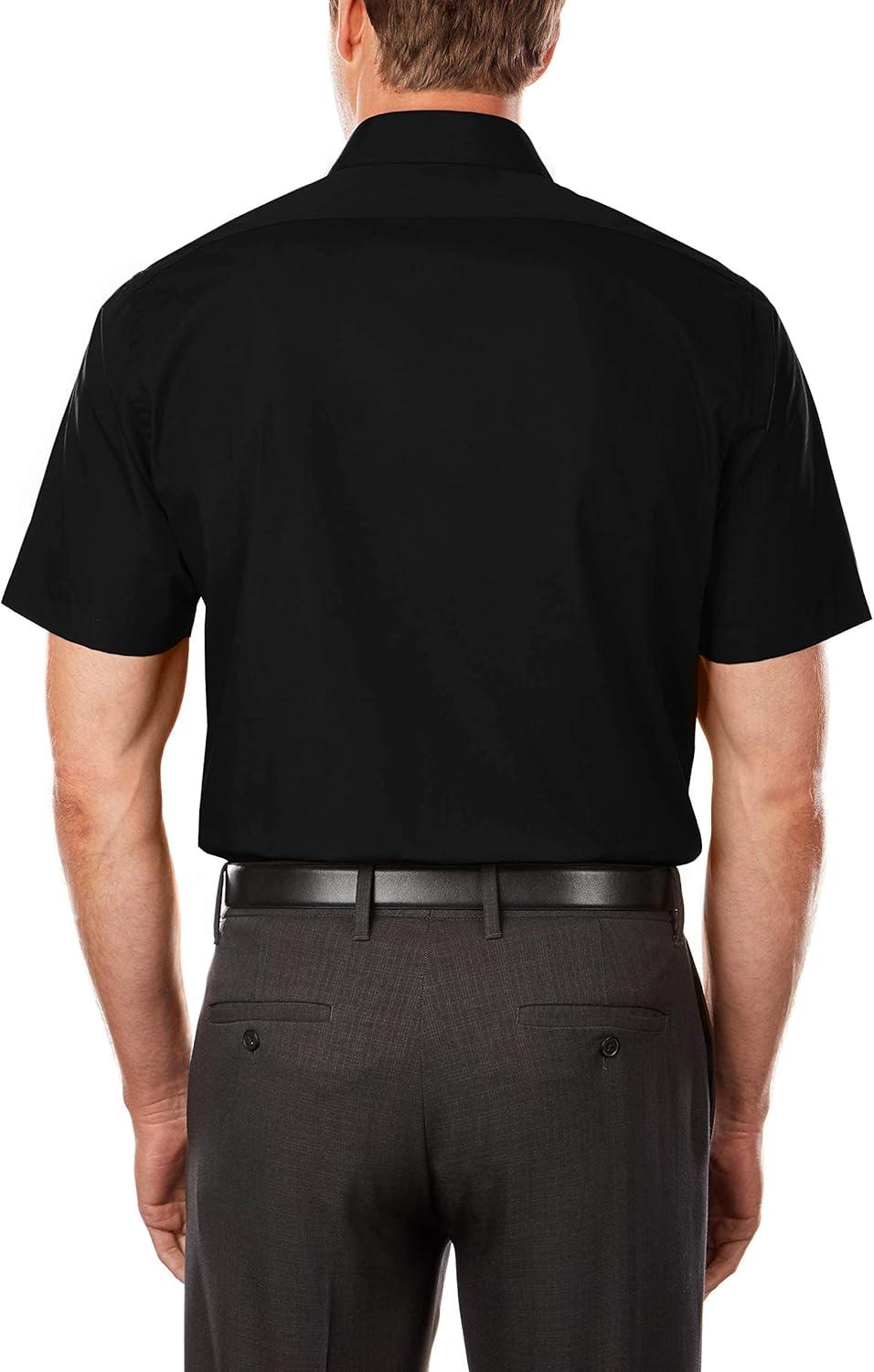 imageVan Heusen Mens TALL FIT Short Sleeve Dress Shirts Poplin Solid Big and TallBlack