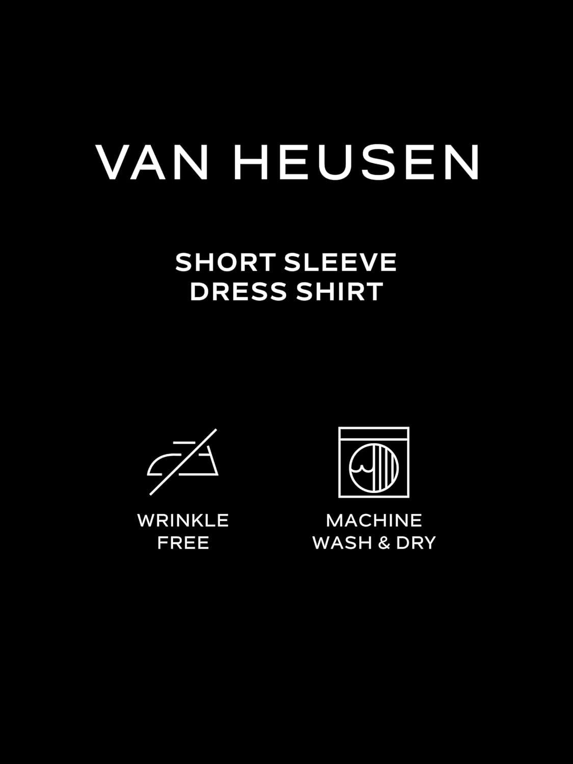 imageVan Heusen Mens TALL FIT Short Sleeve Dress Shirts Poplin Solid Big and TallBlack
