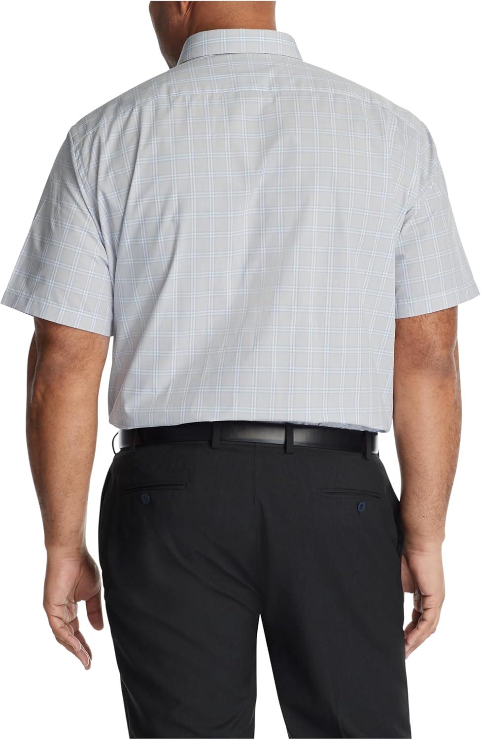 imageVan Heusen Mens TALL FIT Short Sleeve Dress Shirts Poplin Solid Big and TallGrey Sky Multi