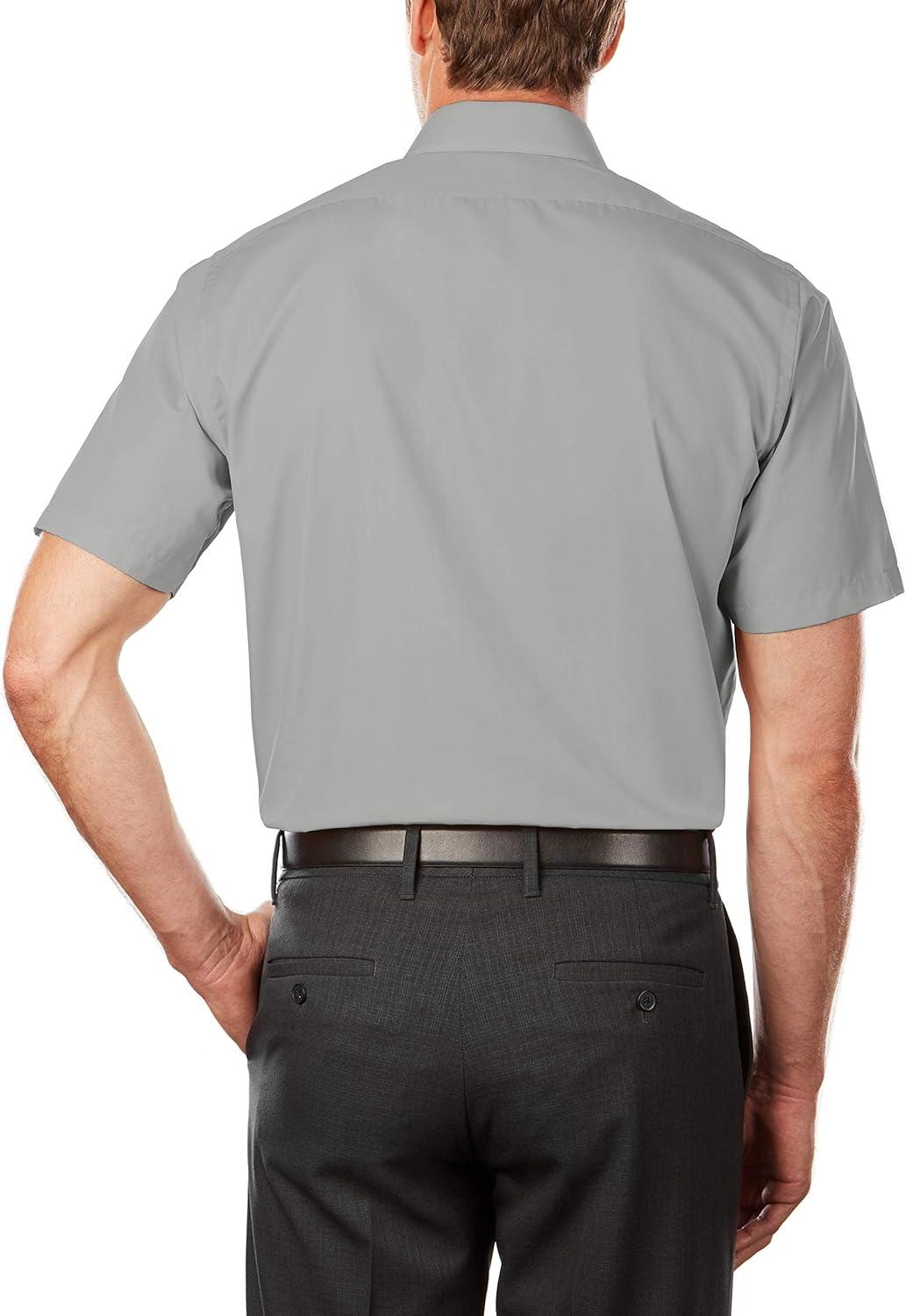 imageVan Heusen Mens TALL FIT Short Sleeve Dress Shirts Poplin Solid Big and TallGrey Stone