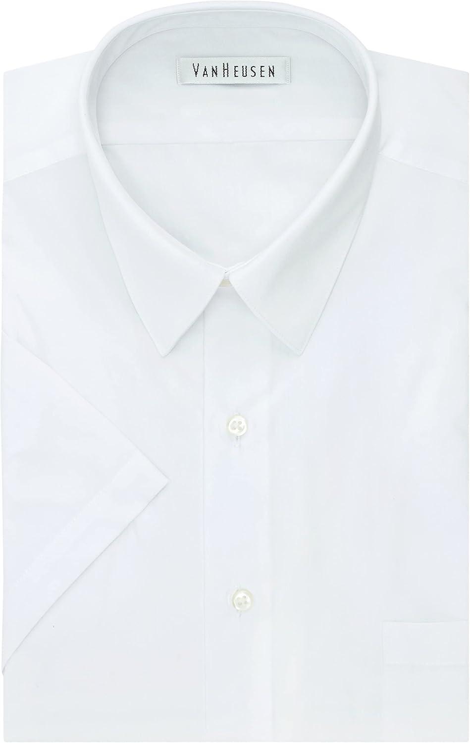 imageVan Heusen Mens TALL FIT Short Sleeve Dress Shirts Poplin Solid Big and TallWhite
