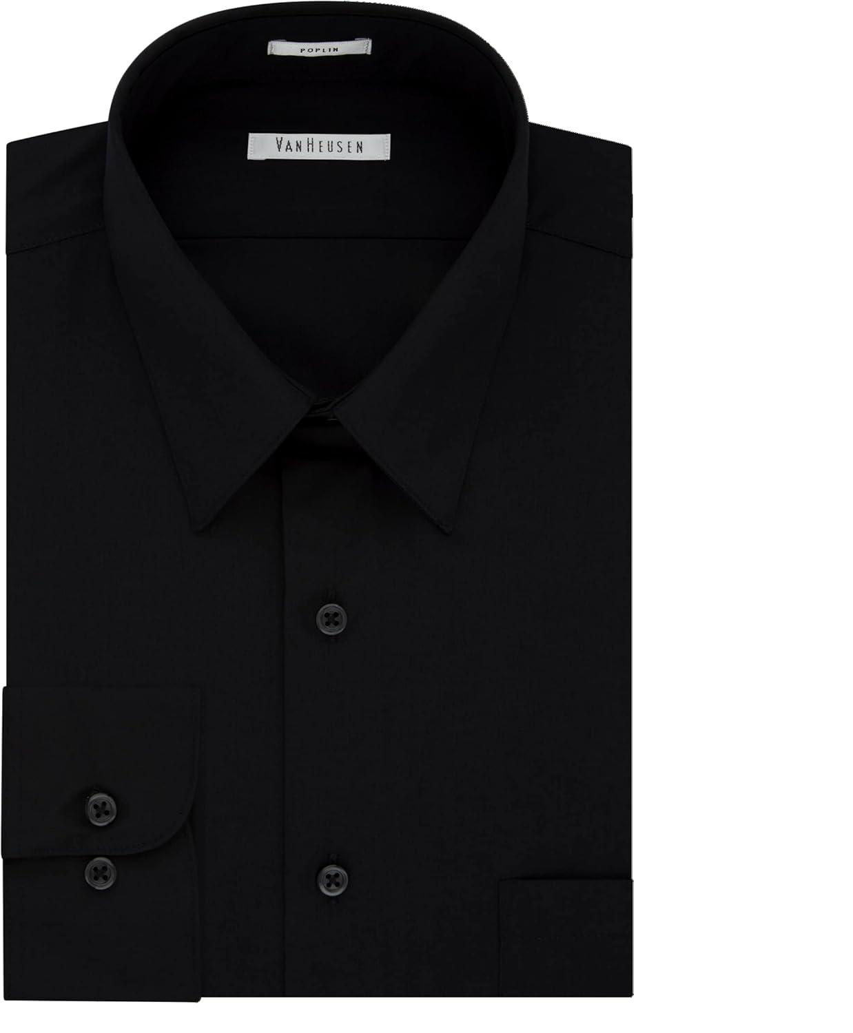 imageVan Heusen Mens Tall FIT Dress Shirts PoplinBlack