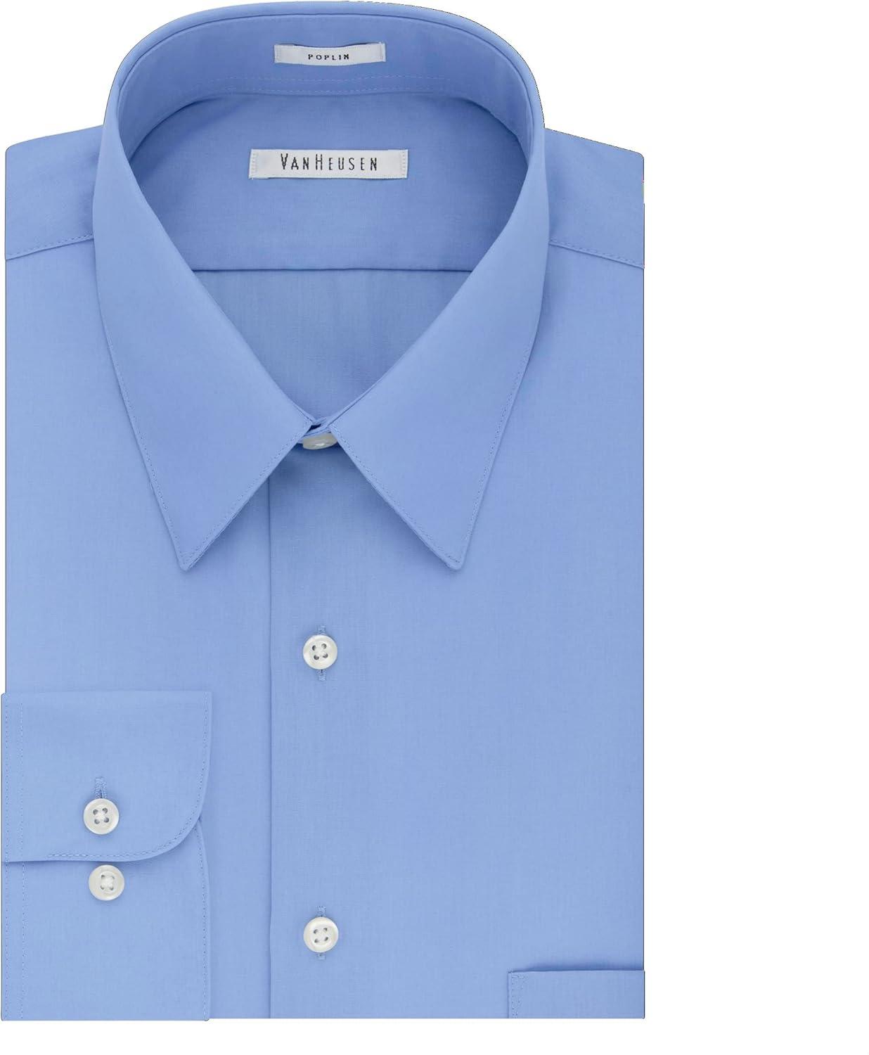 imageVan Heusen Mens Tall FIT Dress Shirts PoplinCameo Blue