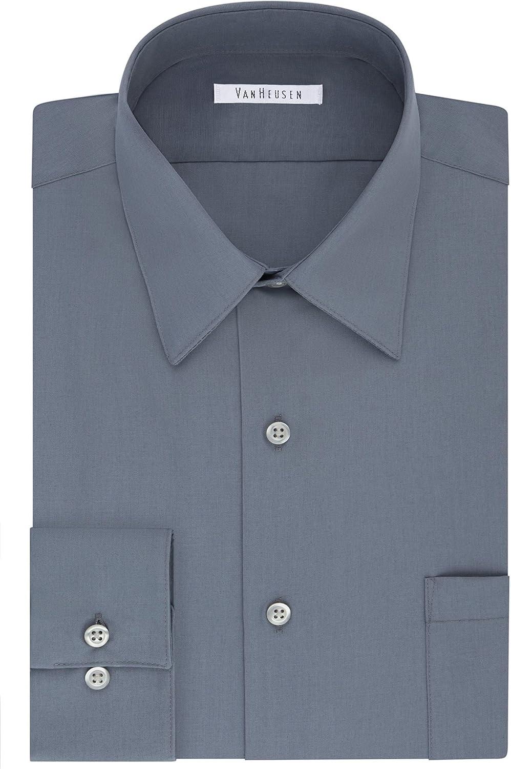 imageVan Heusen Mens Tall FIT Dress Shirts PoplinGrey