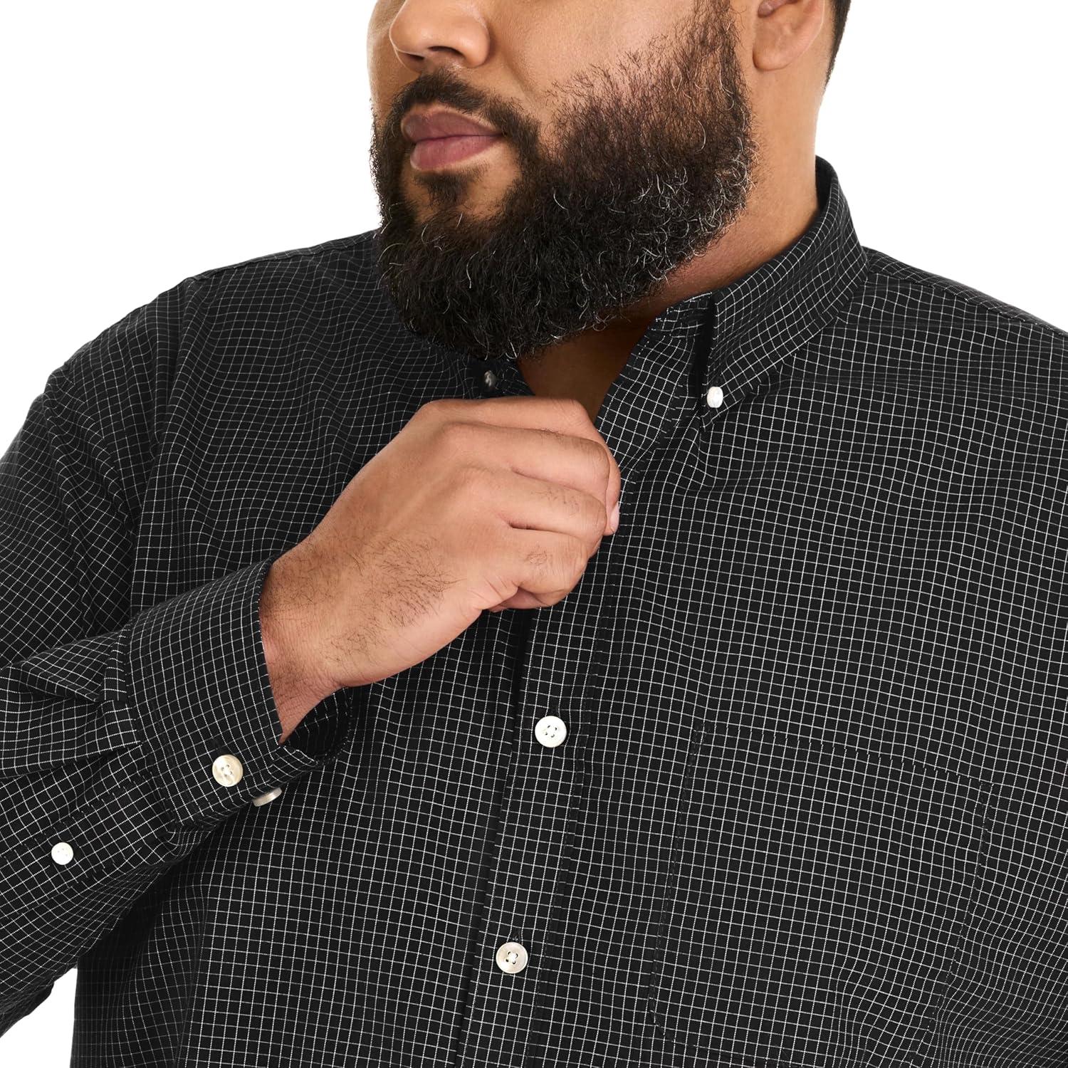 imageVan Heusen mens Big and Tall Wrinkle Free Long Sleeve Button Down ShirtBlack