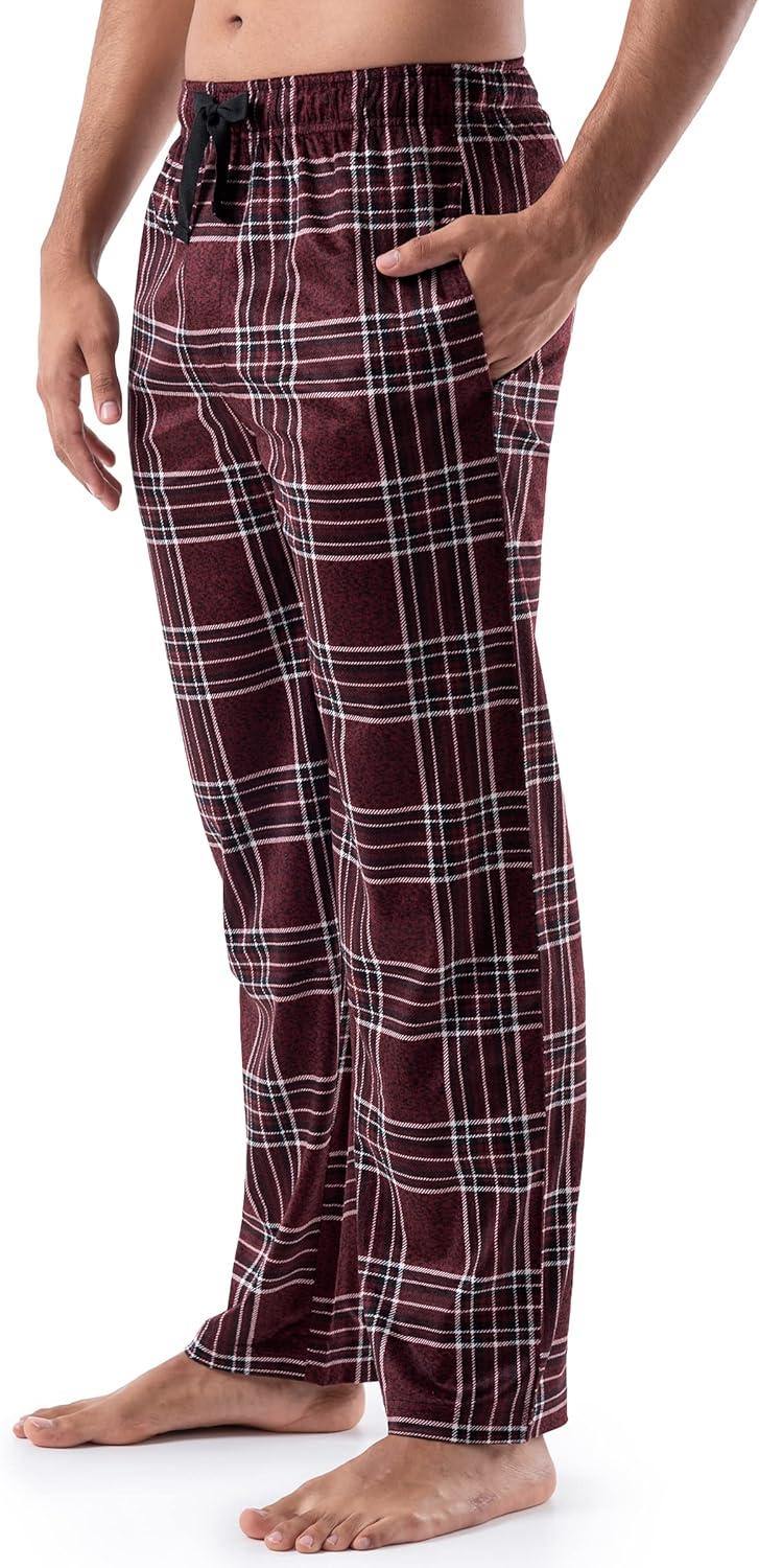 imageVan Heusen mens Silky Fleece Sleep Pajama PantDark Red Plaid