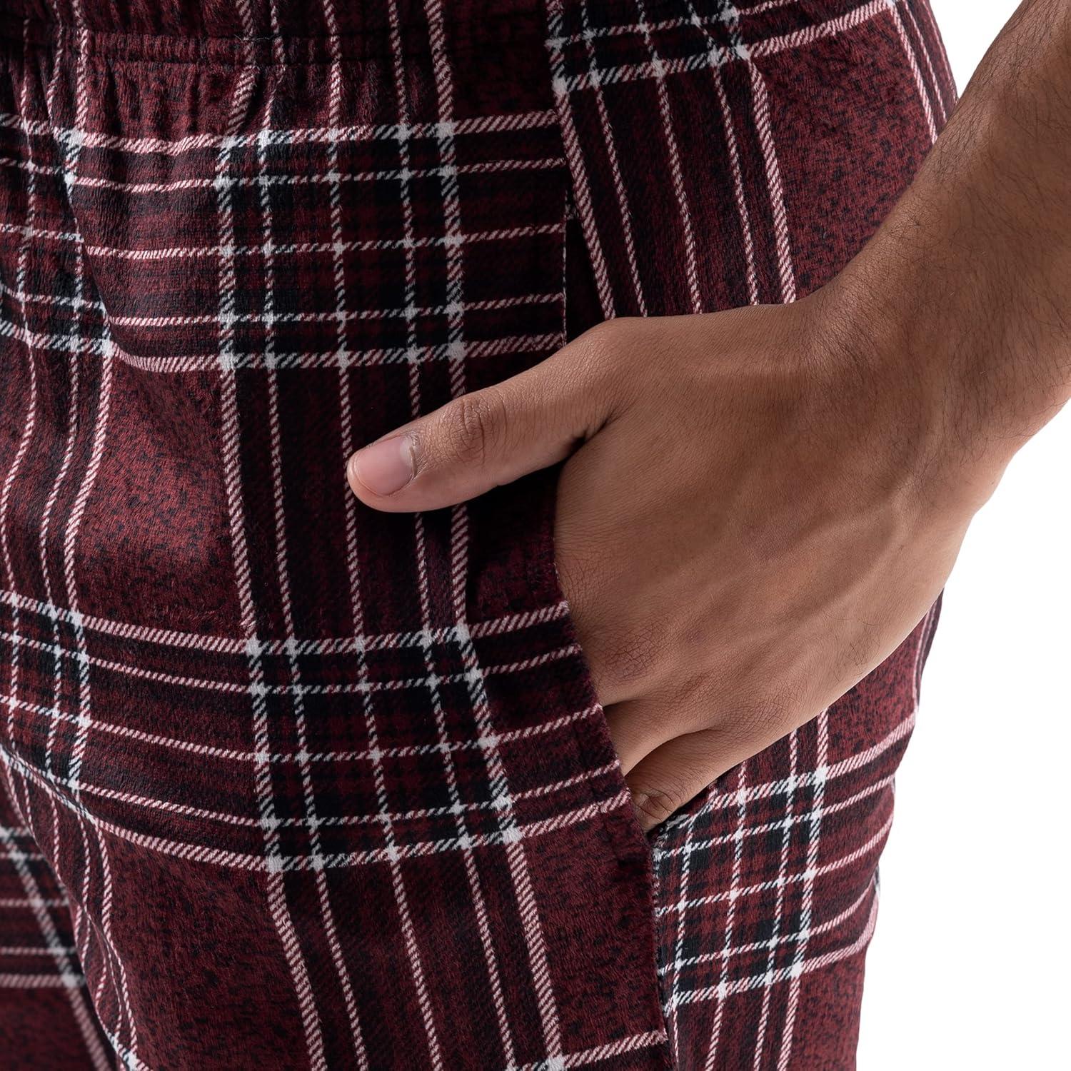 imageVan Heusen mens Silky Fleece Sleep Pajama PantDark Red Plaid