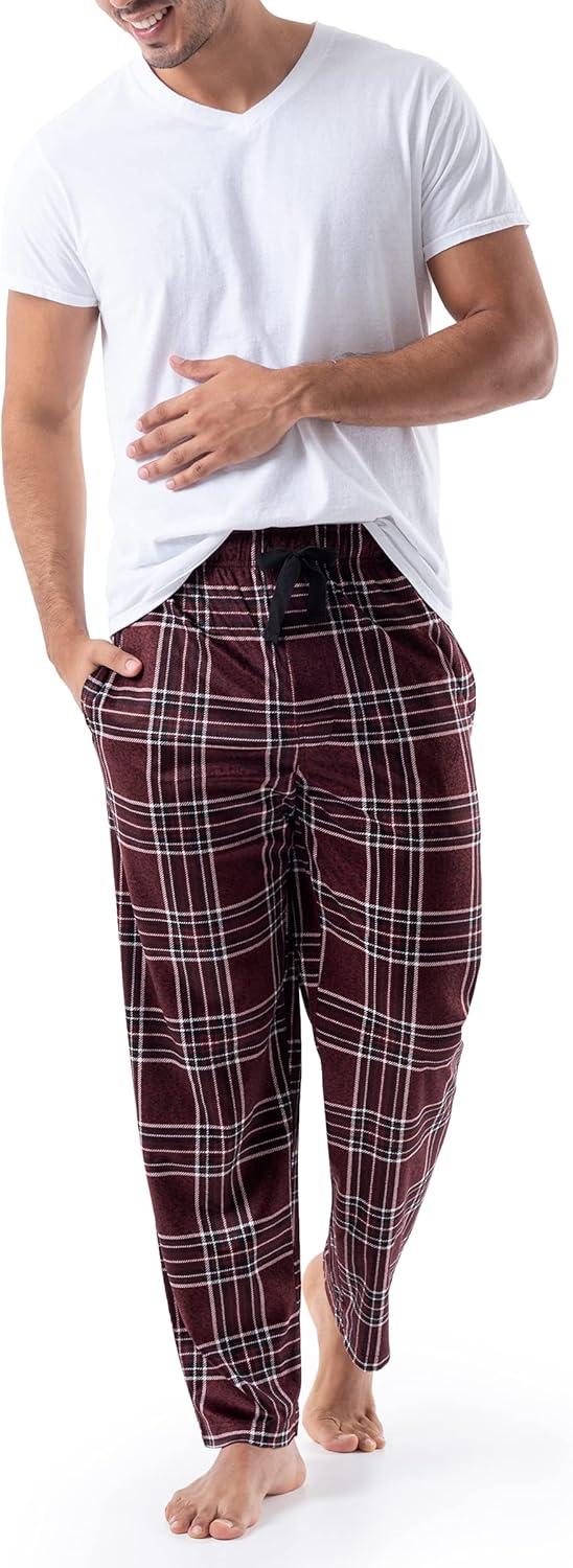 imageVan Heusen mens Silky Fleece Sleep Pajama PantDark Red Plaid