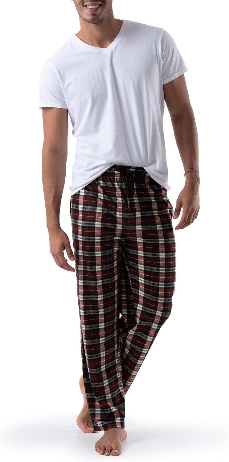 imageVan Heusen mens Silky Fleece Sleep Pajama PantDark RedOff White