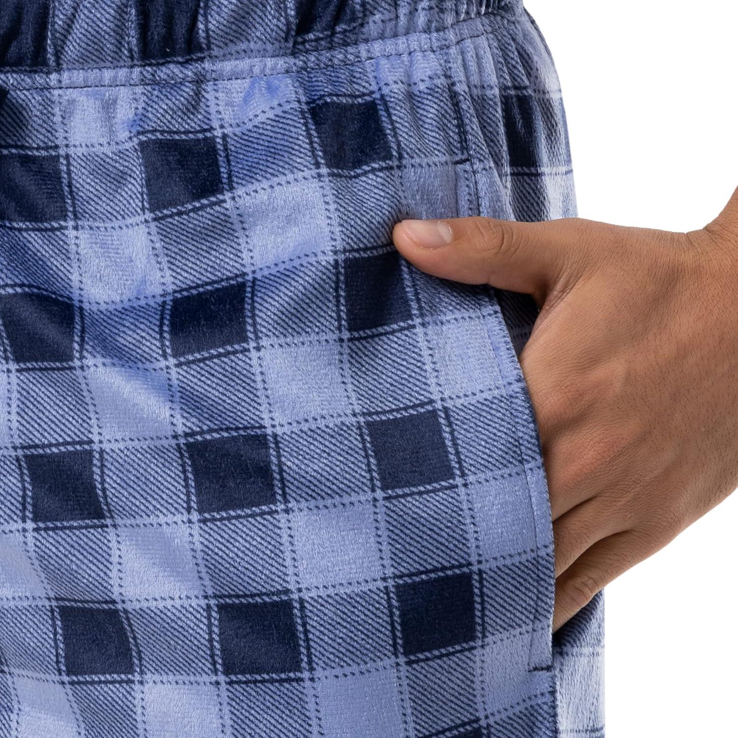 imageVan Heusen mens Silky Fleece Sleep Pajama PantNavyBlue Plaid