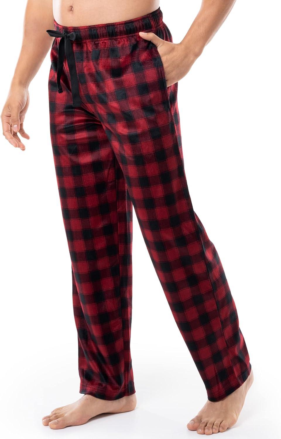 imageVan Heusen mens Silky Fleece Sleep Pajama PantRed Plaid