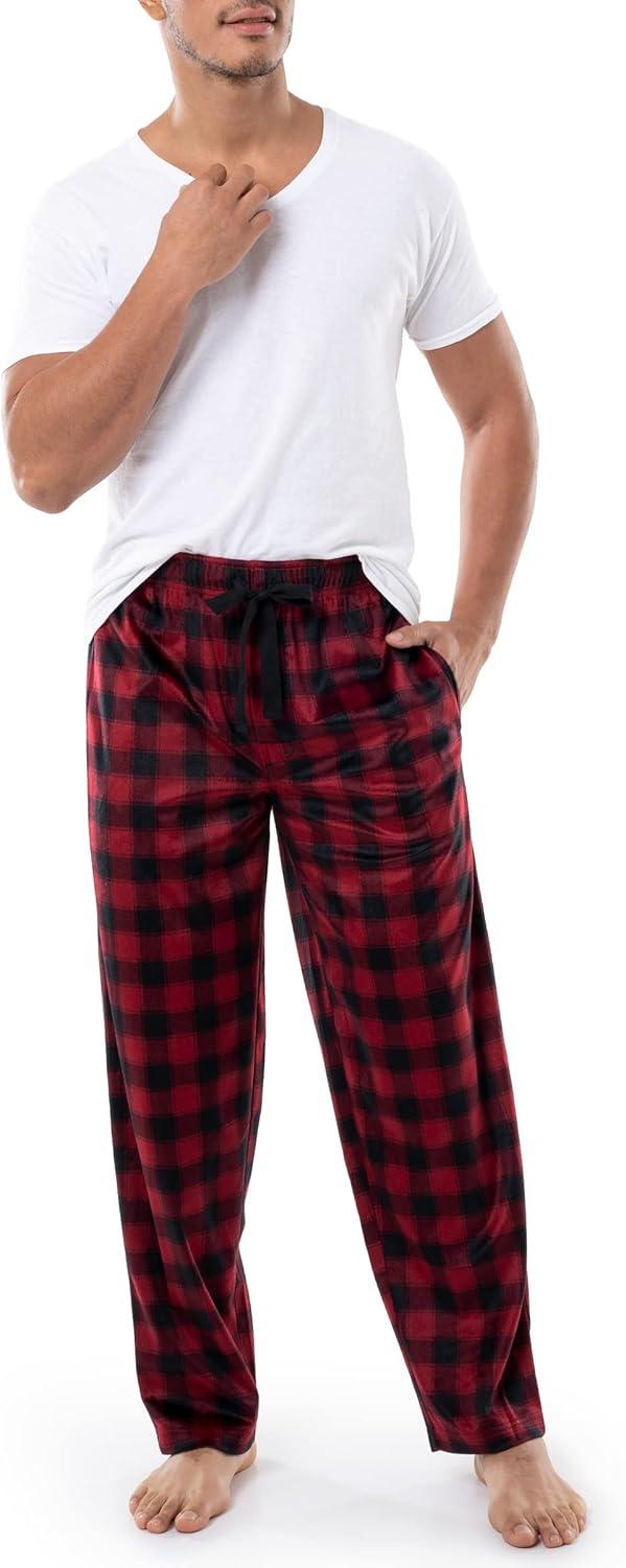 imageVan Heusen mens Silky Fleece Sleep Pajama PantRed Plaid