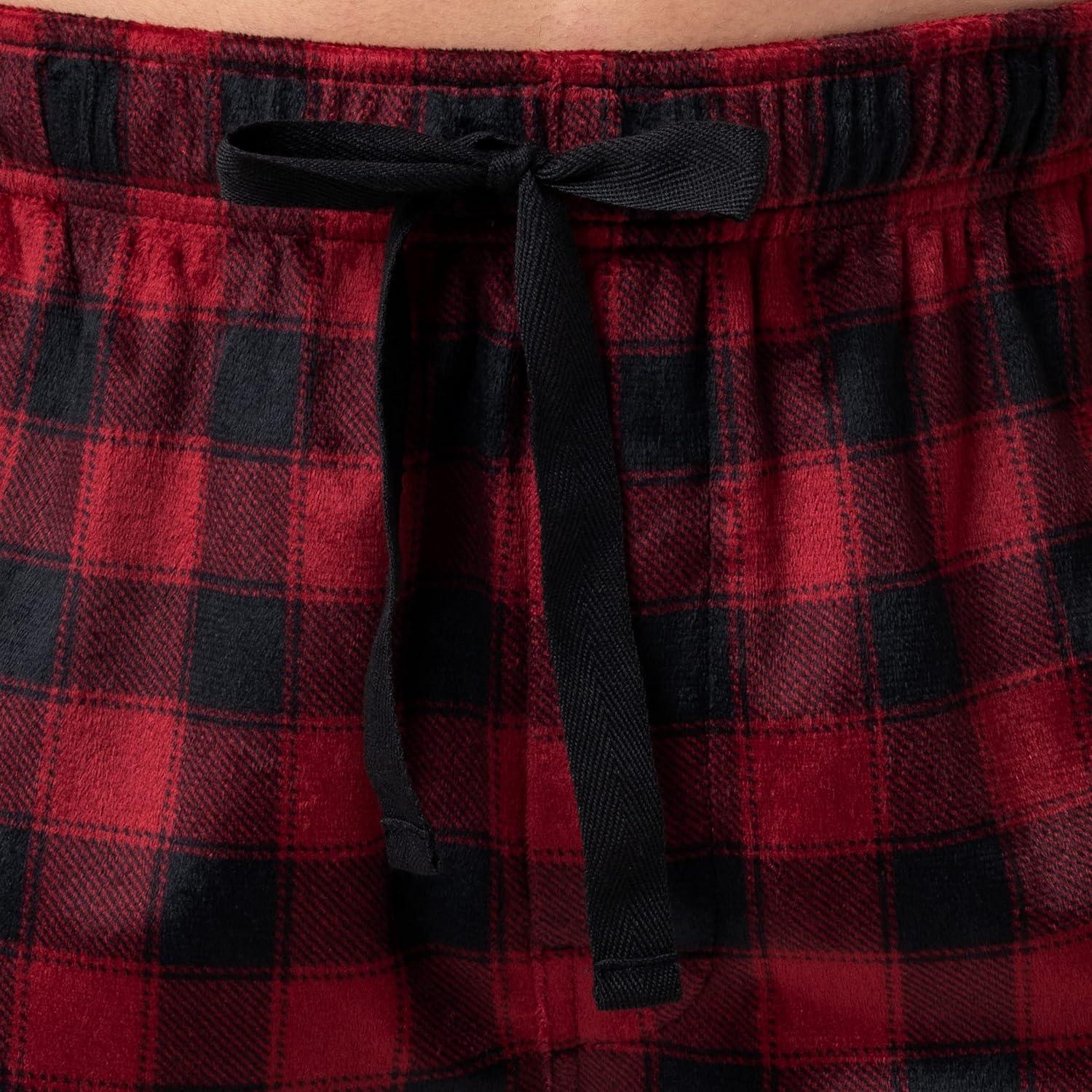 imageVan Heusen mens Silky Fleece Sleep Pajama PantRed Plaid