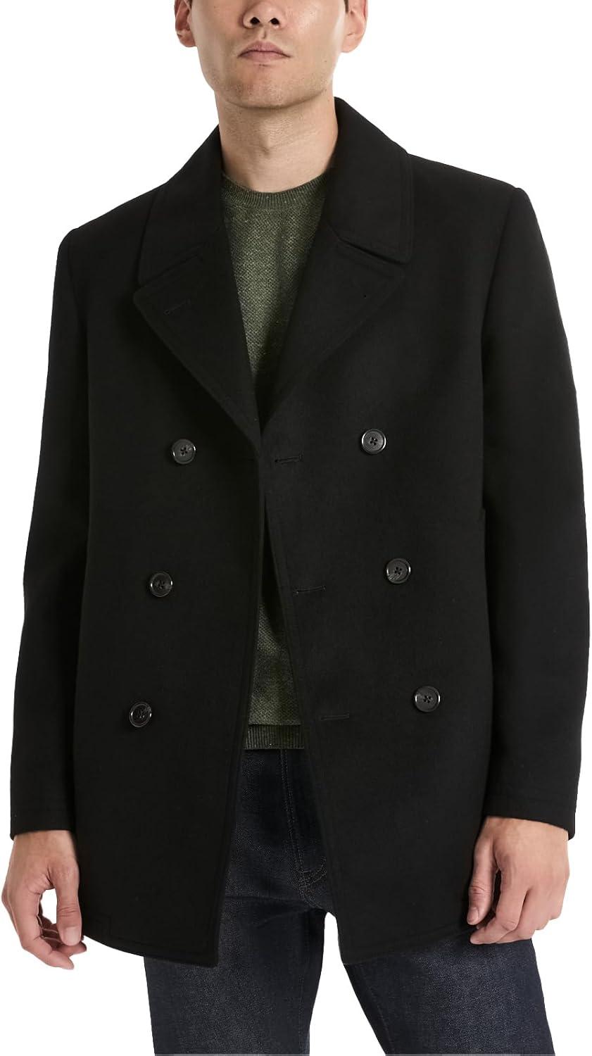 imageVan Heusen mens Tatton Classic Double Breasted PeacoatBlack