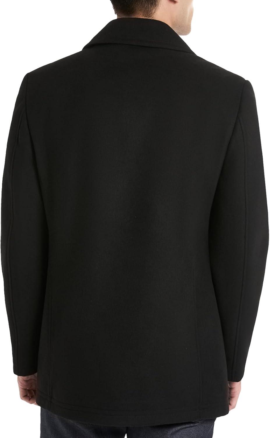 imageVan Heusen mens Tatton Classic Double Breasted PeacoatBlack