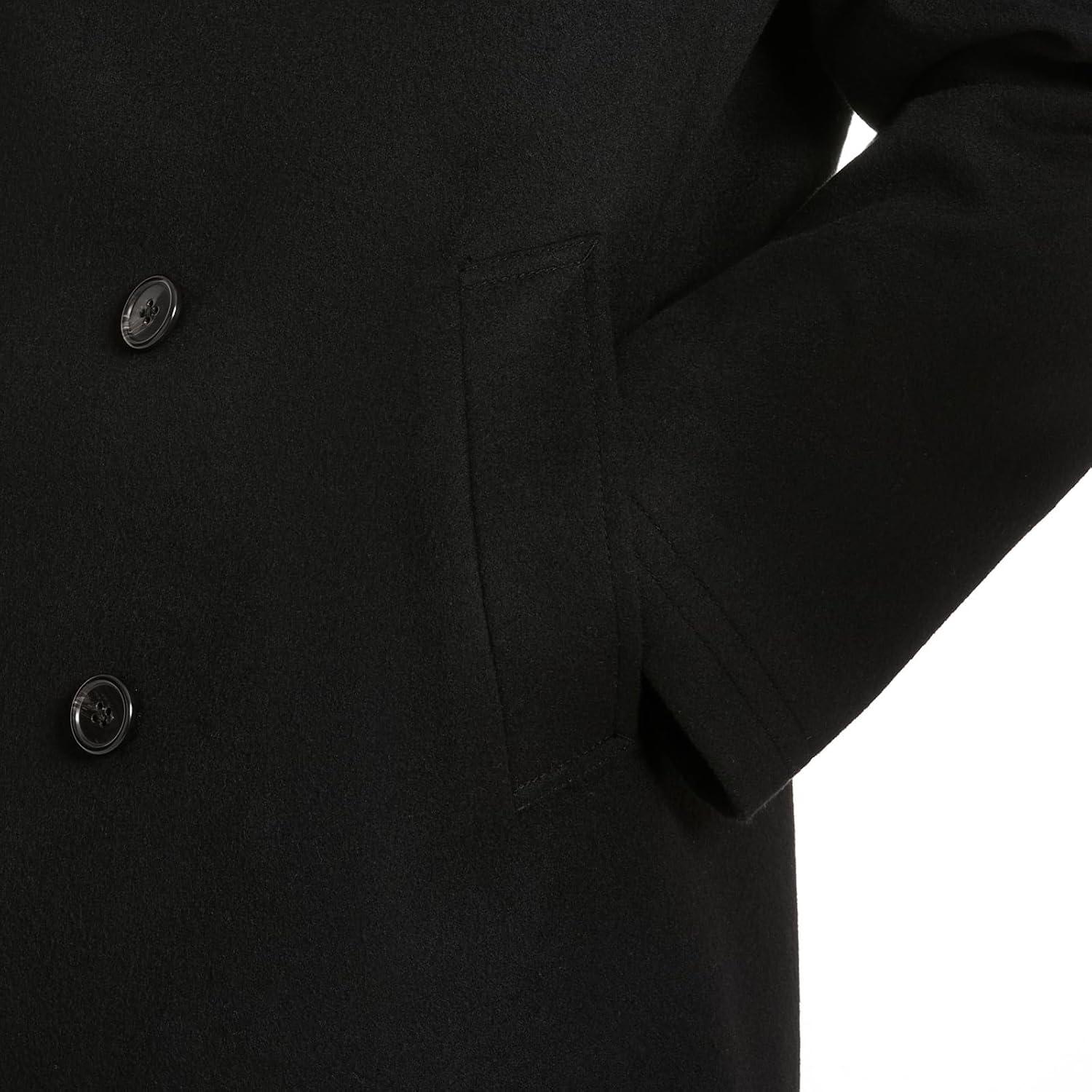 imageVan Heusen mens Tatton Classic Double Breasted PeacoatBlack