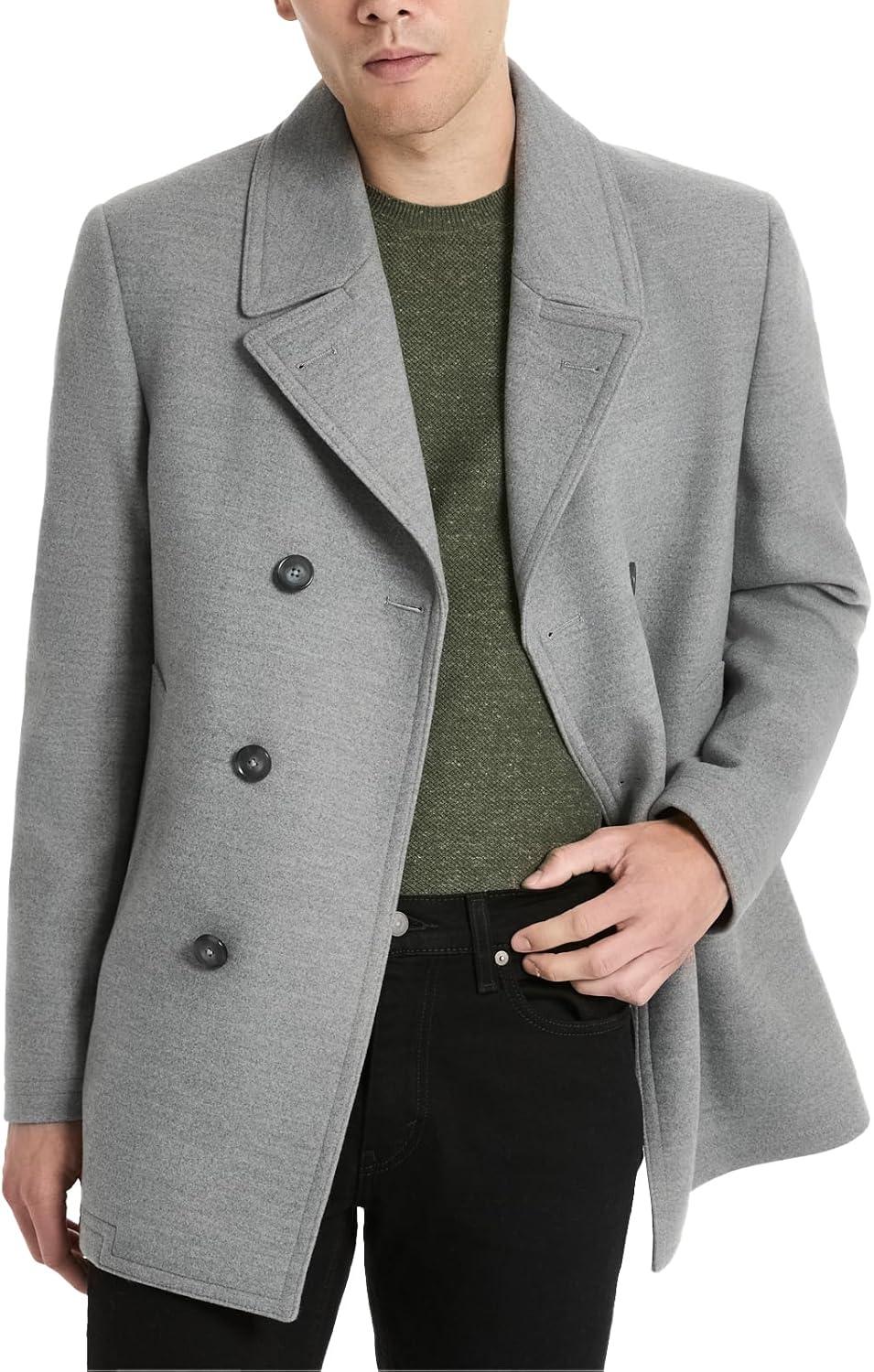 imageVan Heusen mens Tatton Classic Double Breasted PeacoatGrey