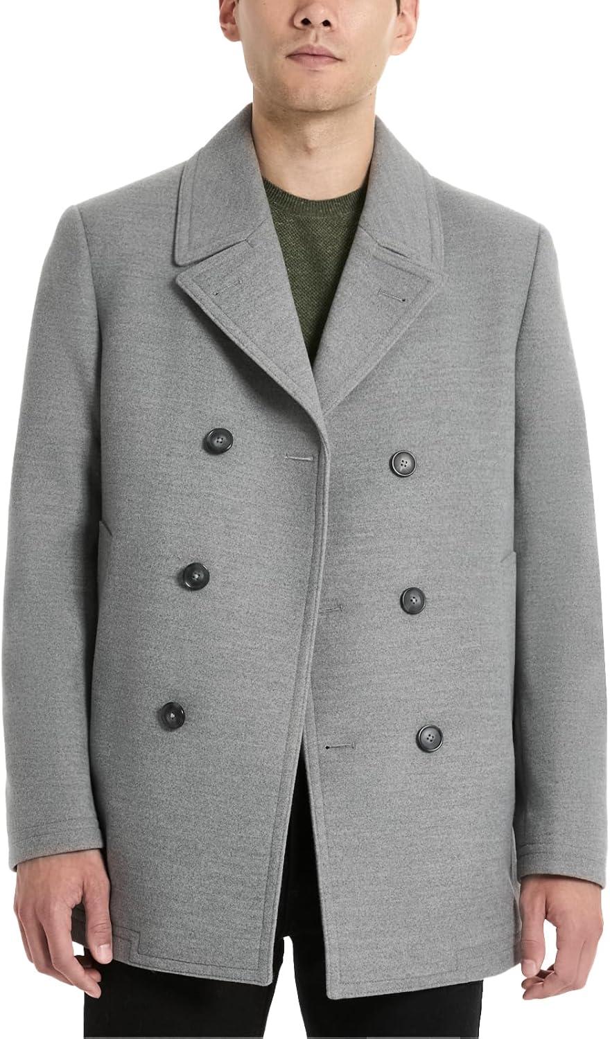 imageVan Heusen mens Tatton Classic Double Breasted PeacoatGrey