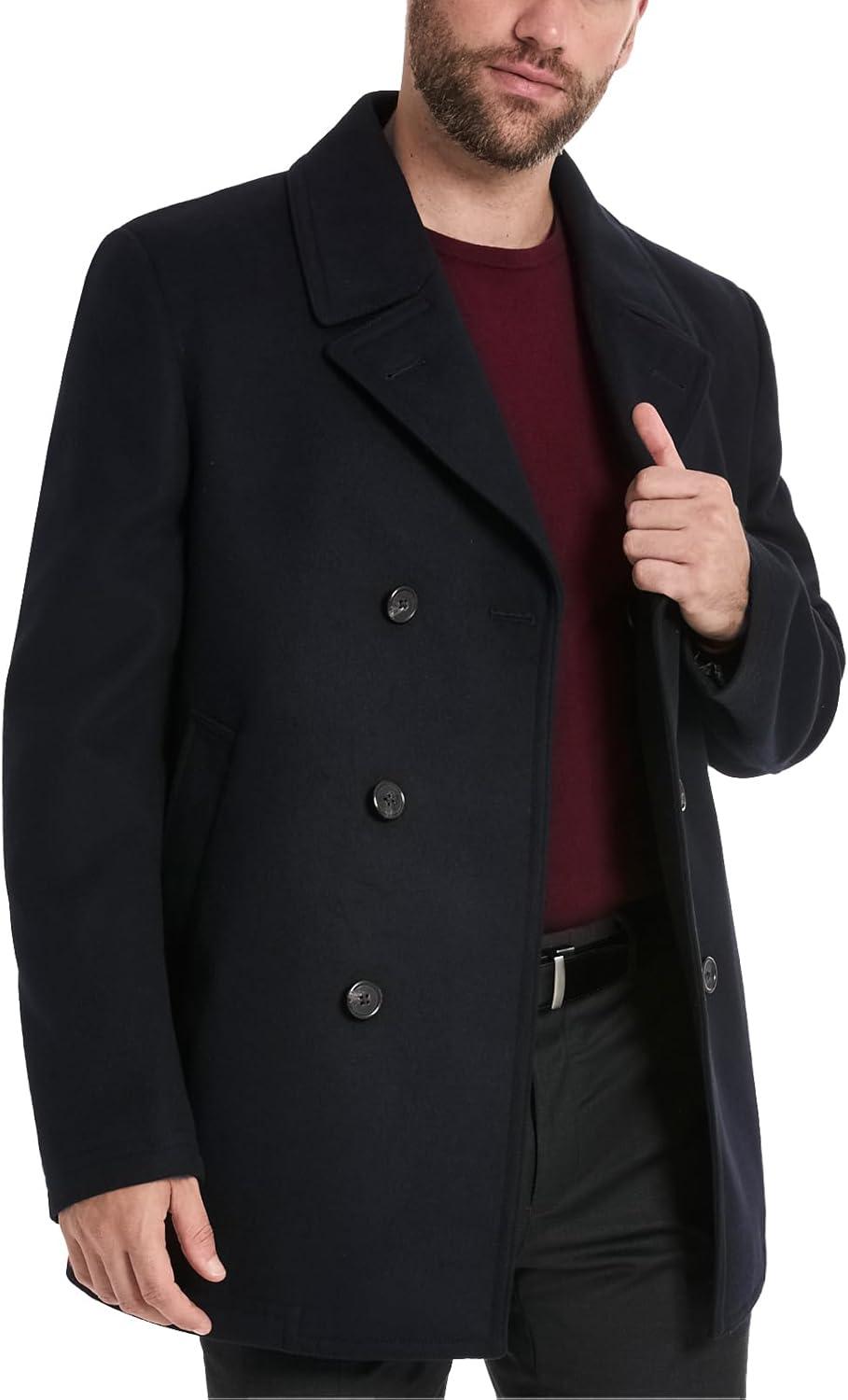 imageVan Heusen mens Tatton Classic Double Breasted PeacoatNavy