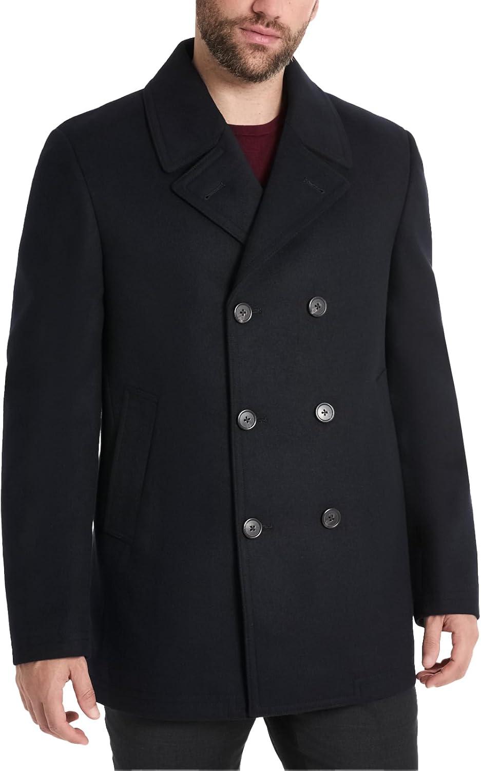 imageVan Heusen mens Tatton Classic Double Breasted PeacoatNavy
