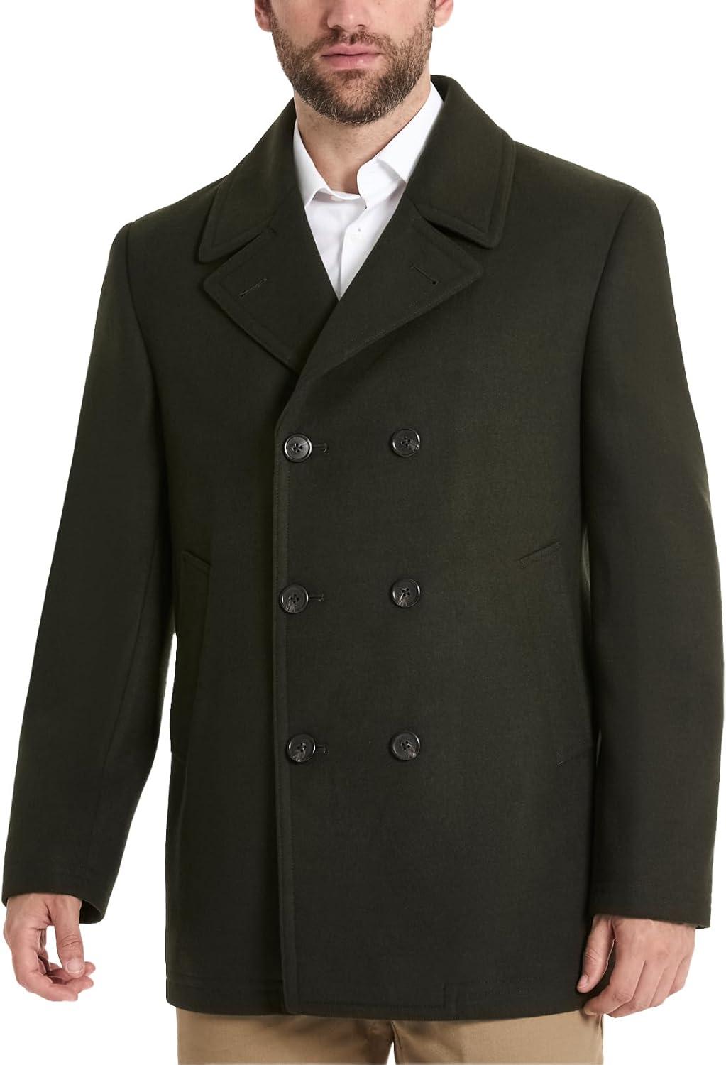 imageVan Heusen mens Tatton Classic Double Breasted PeacoatOlive