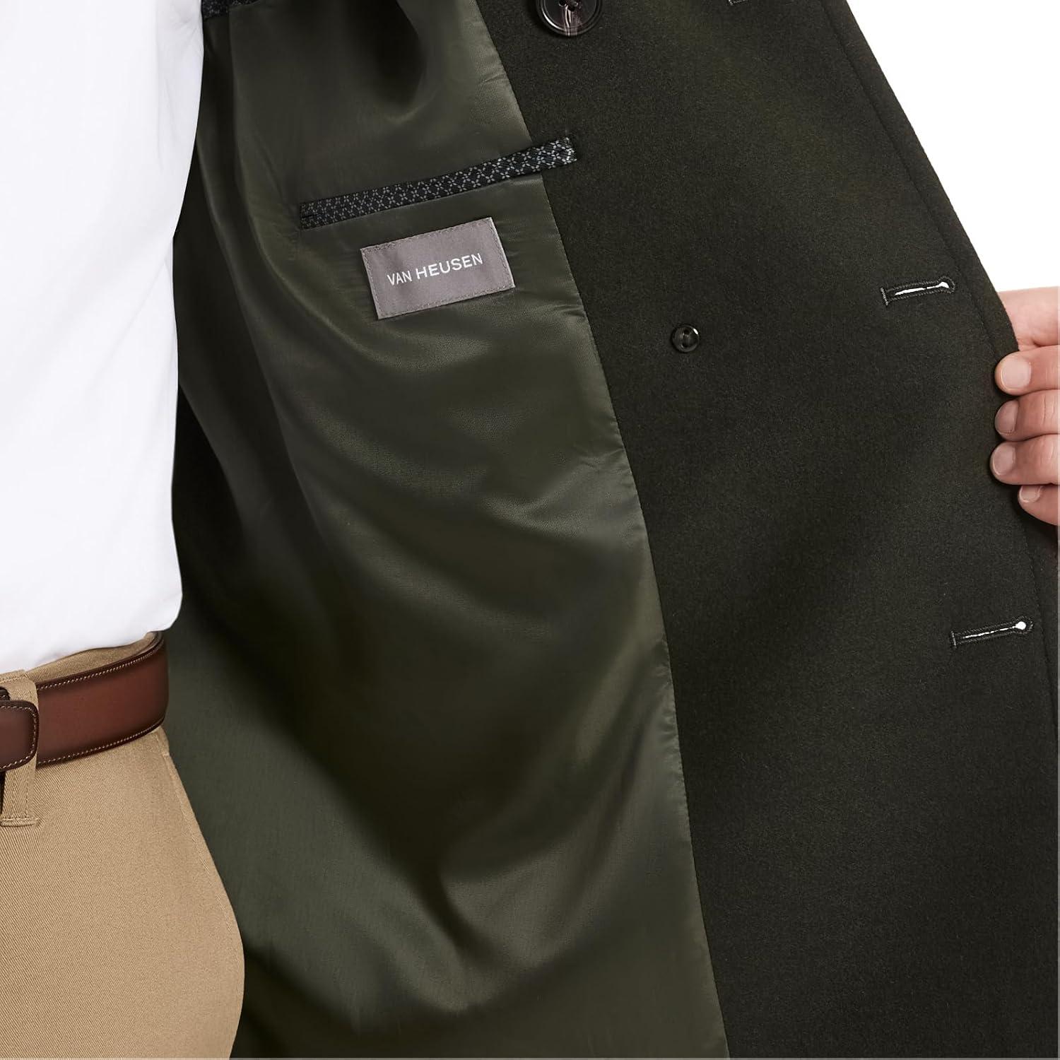 imageVan Heusen mens Tatton Classic Double Breasted PeacoatOlive