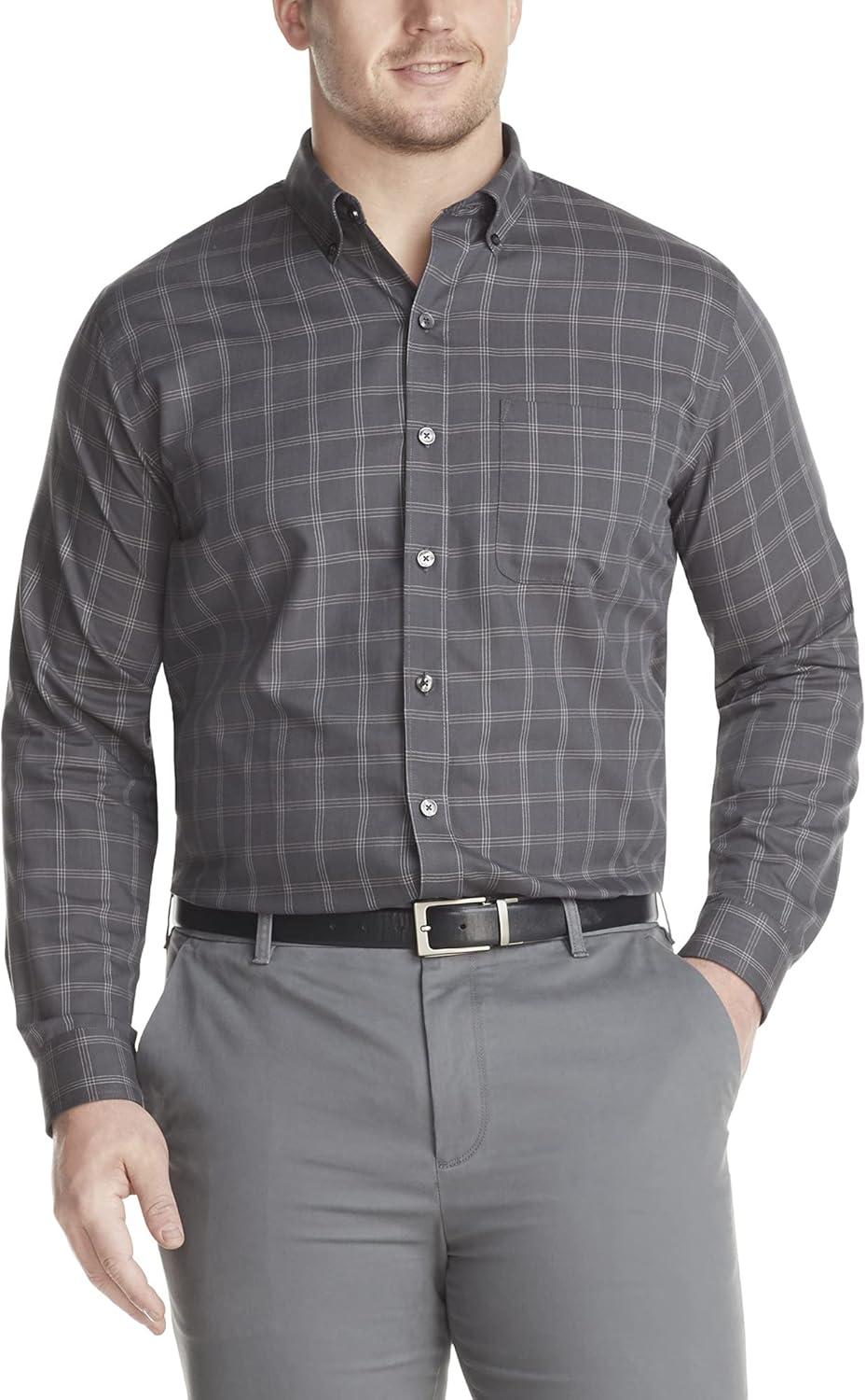 imageVan Heusen mens Wrinkle Free Poplin Long Sleeve ShirtIron Gate