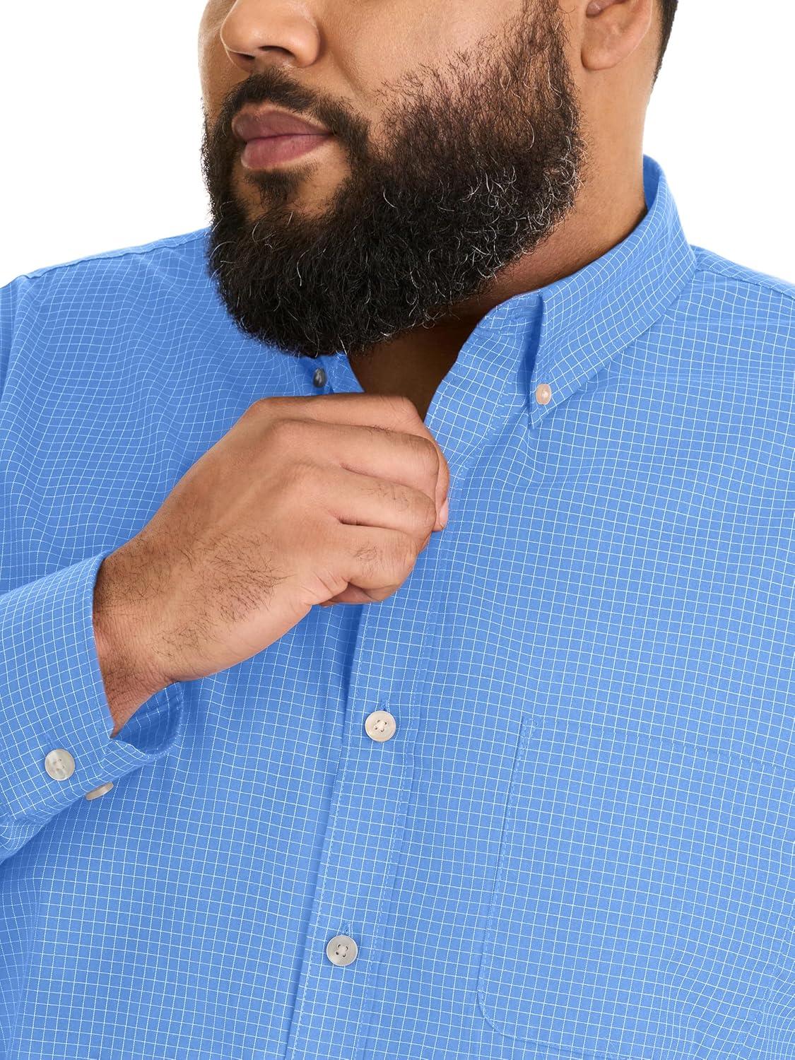 imageVan Heusen mens Wrinkle Free Poplin Long Sleeve ShirtRiviera Blue