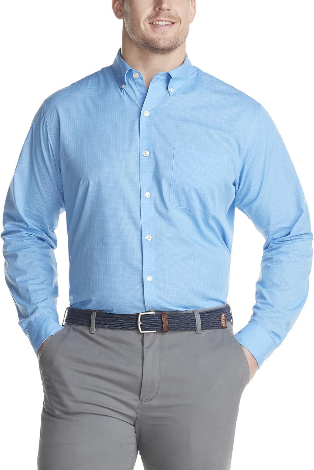 imageVan Heusen mens Wrinkle Free Poplin Long Sleeve ShirtRiviera Blue