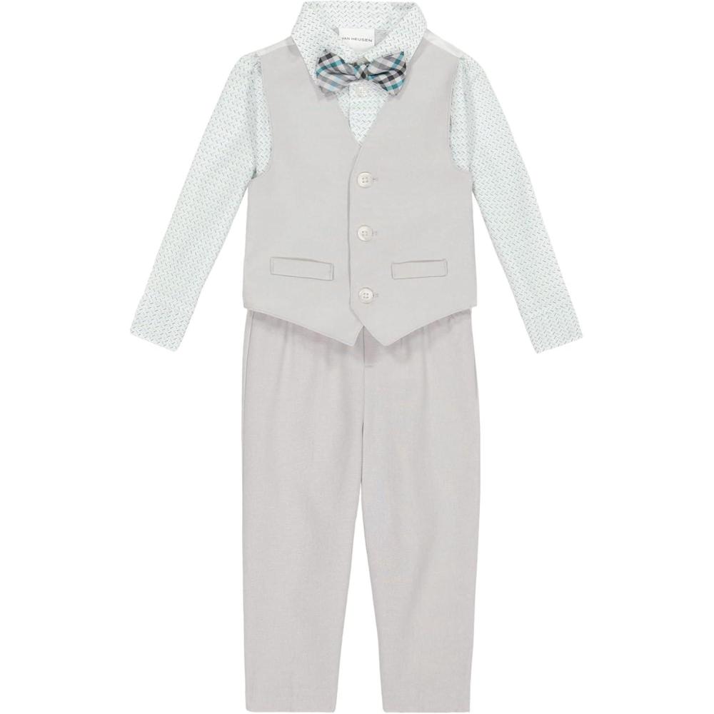 imageVan Heusen BabyBoys 4Piece Formal Dress Up Vest Set Vest Pants Collared Dress Shirt and TiePorcelain