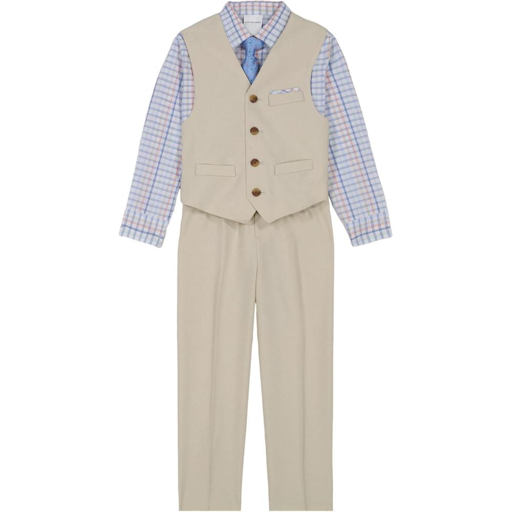 imageVan Heusen Boys 4Piece Formal Suit Set Vest Pants Collared Dress Shirt and TieCement