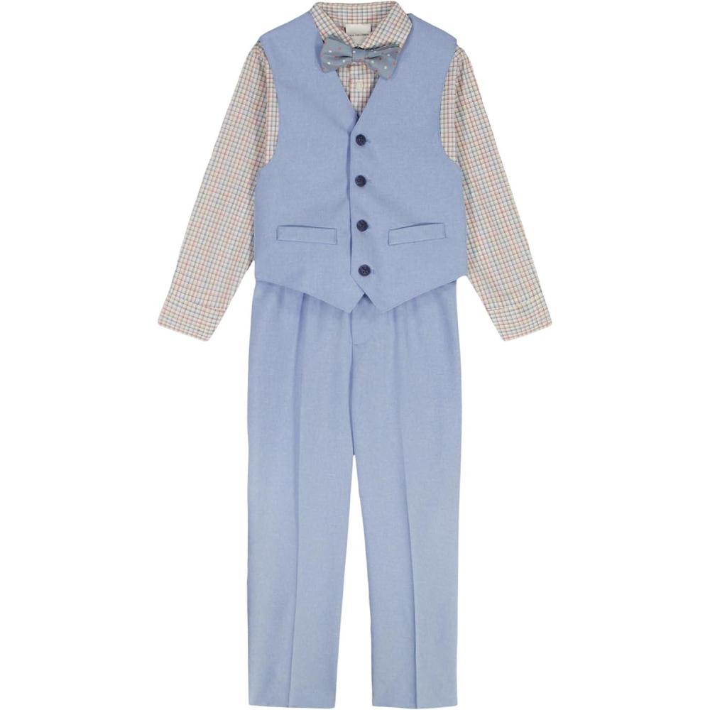 imageVan Heusen Boys 4Piece Formal Suit Set Vest Pants Collared Dress Shirt and TieMedium Blue