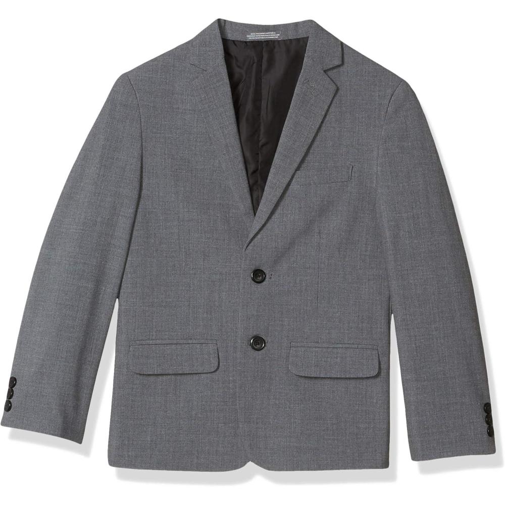 imageVan Heusen Boys Adaptive Flex Stretch Suit Jacket Faux Buttons amp Velcro ClosureOxford Grey