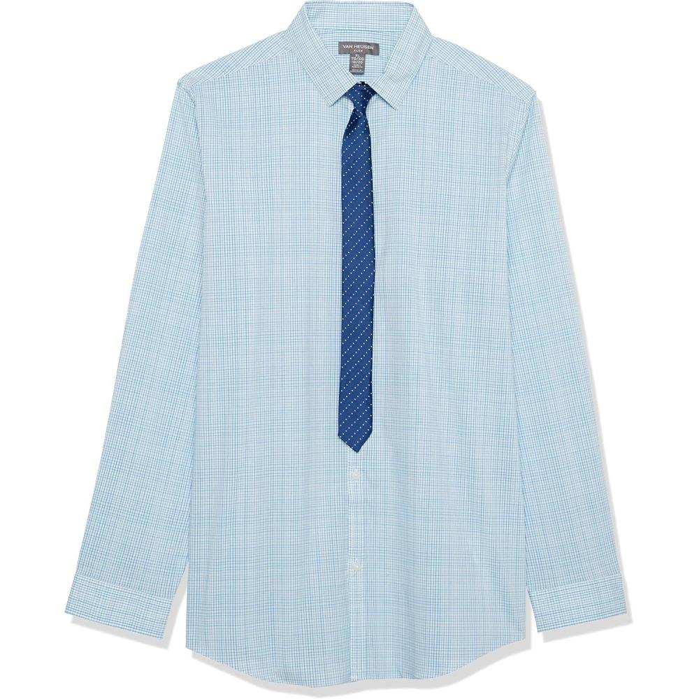 imageVan Heusen Boys Long Sleeve Collared Buttondown Dress Shirt and Tie SetAzure Blue